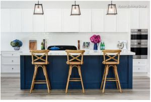 kitchen, kitchen reno, cabinetry, blue, colour in the kitchen, kitchen lighting